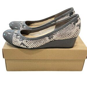 Cole Haan Air Tali OT Wedge Shoes Size 10B Pavement Nubuck Snakeskin Print